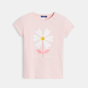 T-shirt con motivo a fiori rosa pastello Bambina 1