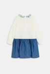 Robe 2 en 1 molleton et denim blanc bébé fille 3