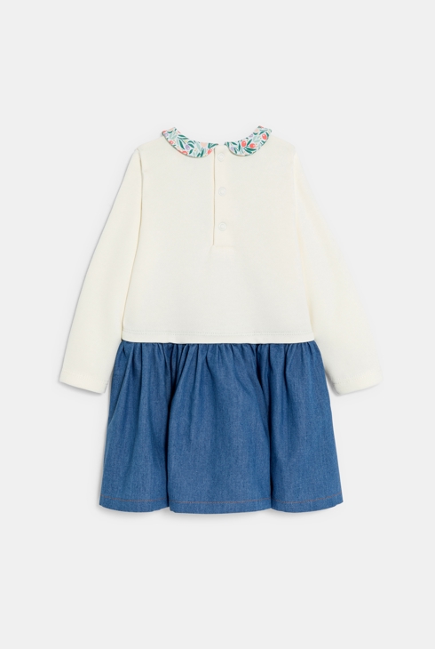 Weißes 2-in-1-Kleid aus weißem Denim Kleinkind Mädchen