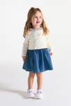 Robe 2 en 1 molleton et denim blanc bébé fille 1