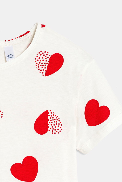 Weißer Kurzpyjama mit Herzmuster Mädchen