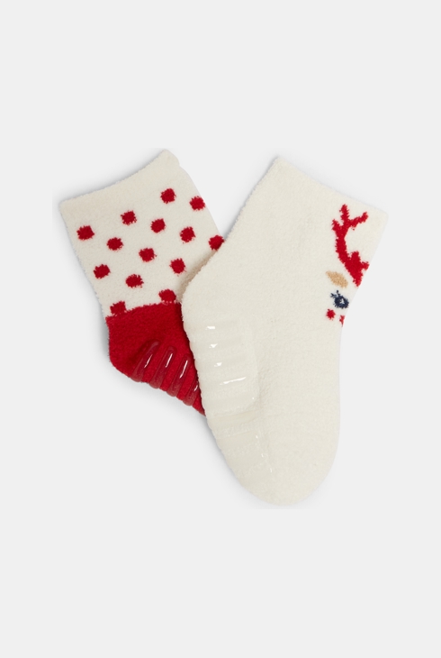 Chaussettes chaudes rouge bébé fille 2