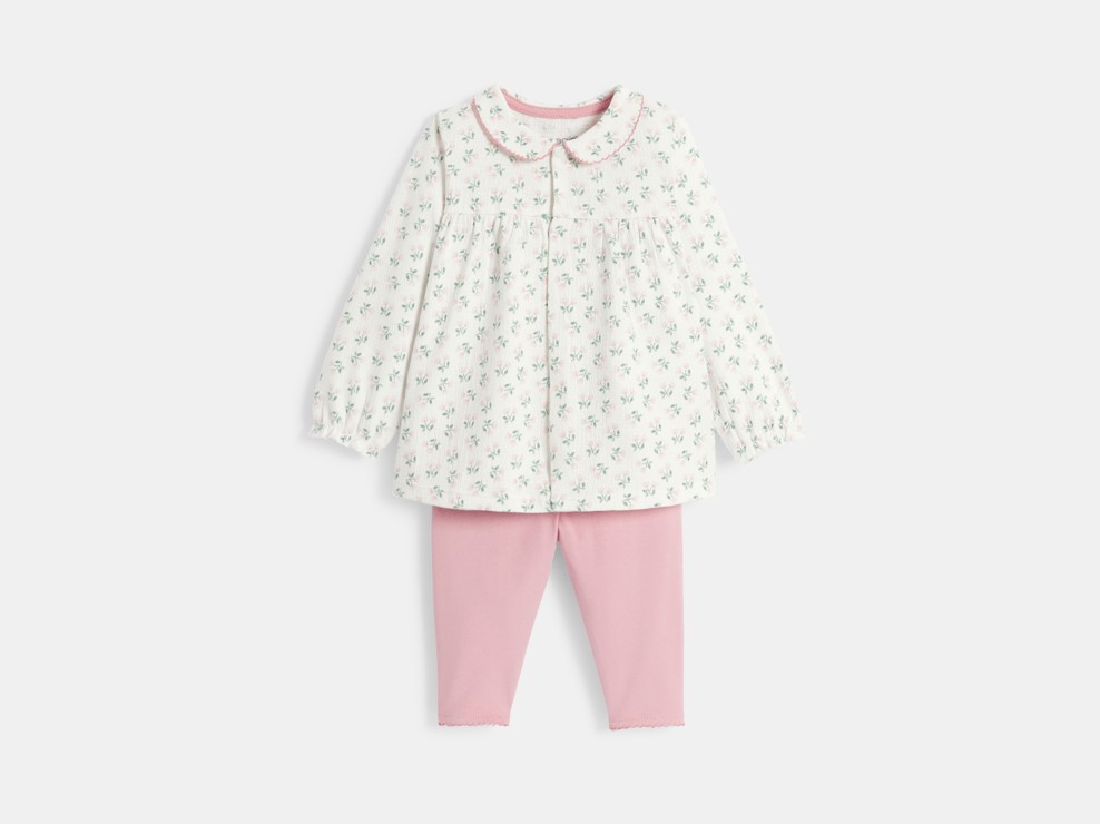 Blusa de flores y legging rosa bebé niña 1