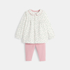 Blouse fleurie et legging rose bébé fille