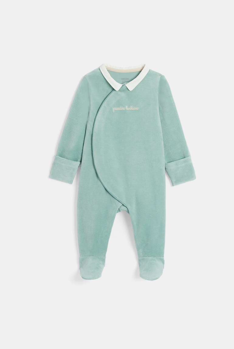 Dors-bien velours côtelé vert bébé garçon 1
