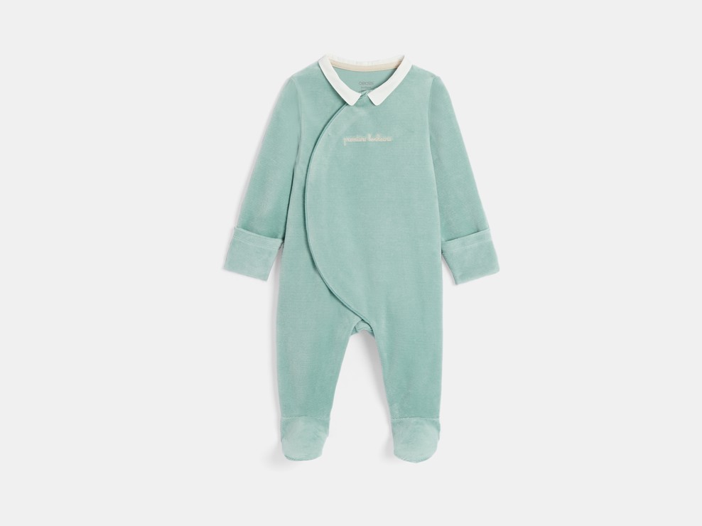 Zelena pidžama kombinezon od samta za bebe dječake 1