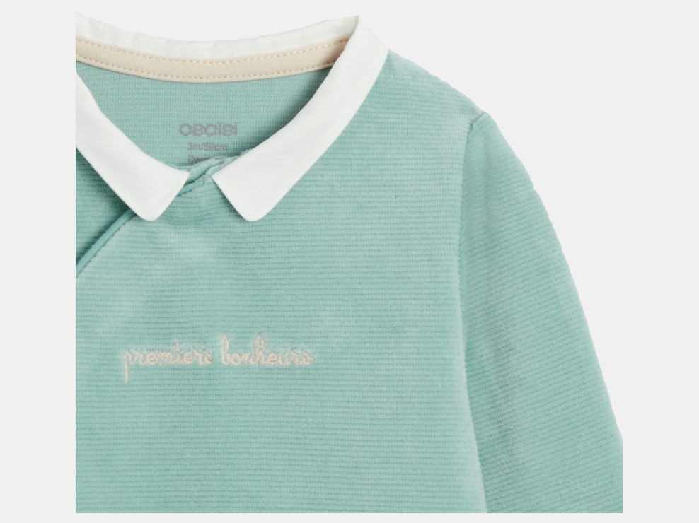 Zelena pidžama kombinezon od samta za bebe dječake 2