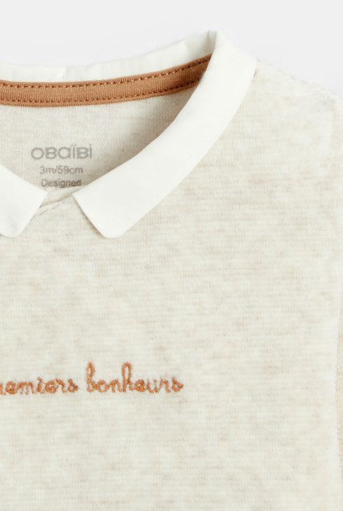 Dors-bien velours côtelé beige bébé garçon