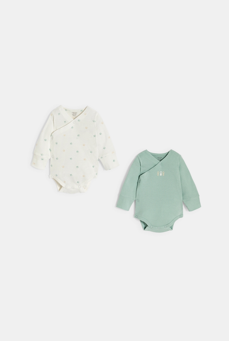Body évolutif étoiles vert bébé mixte (lot de 2) 1