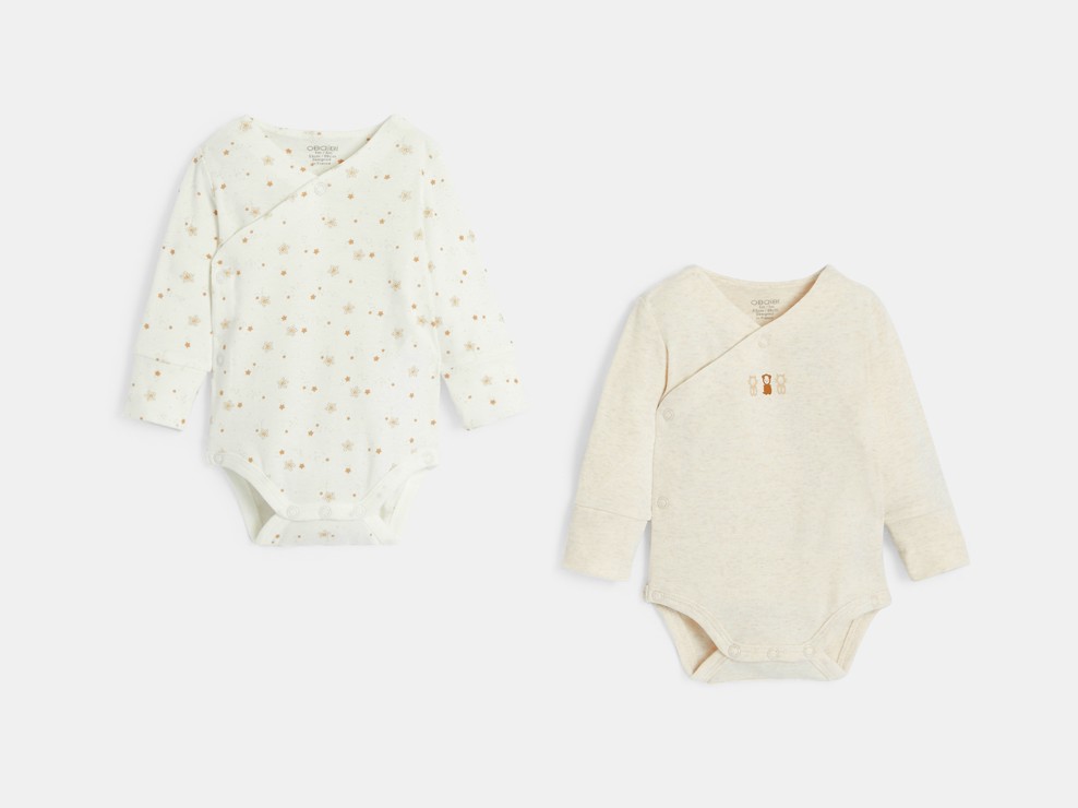 Mitwachsender weißer Body mit Sternen Kleinkind Junge Mädchen (2er-Pack) 1