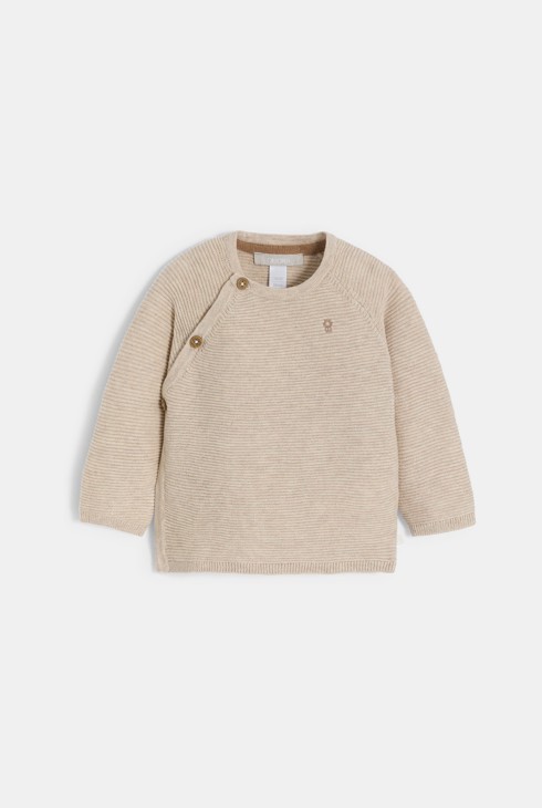 Bež pletena vesta za novorođene dječake 2