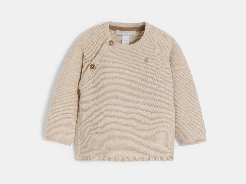 Dzianinowy kaftanik beżowy niemowlę chłopiec 2