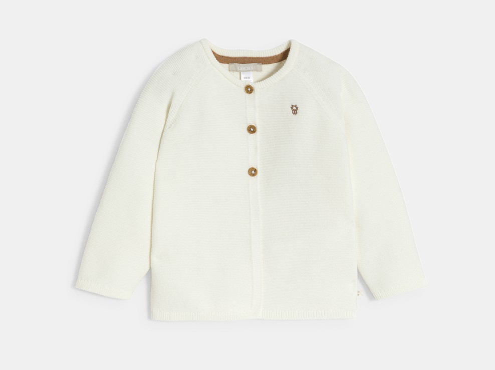 Gilet maille tricot blanc naissance mixte 1