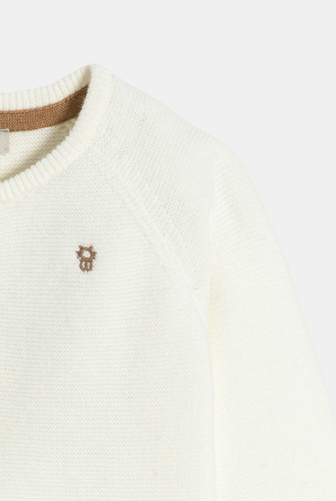Gilet maille tricot blanc naissance mixte