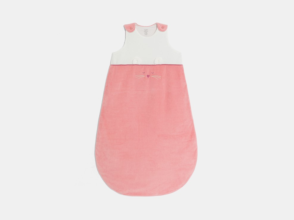 Rosa Babyschlafsack mit Kaninchenmotiv Kleinkind Mädchen 1