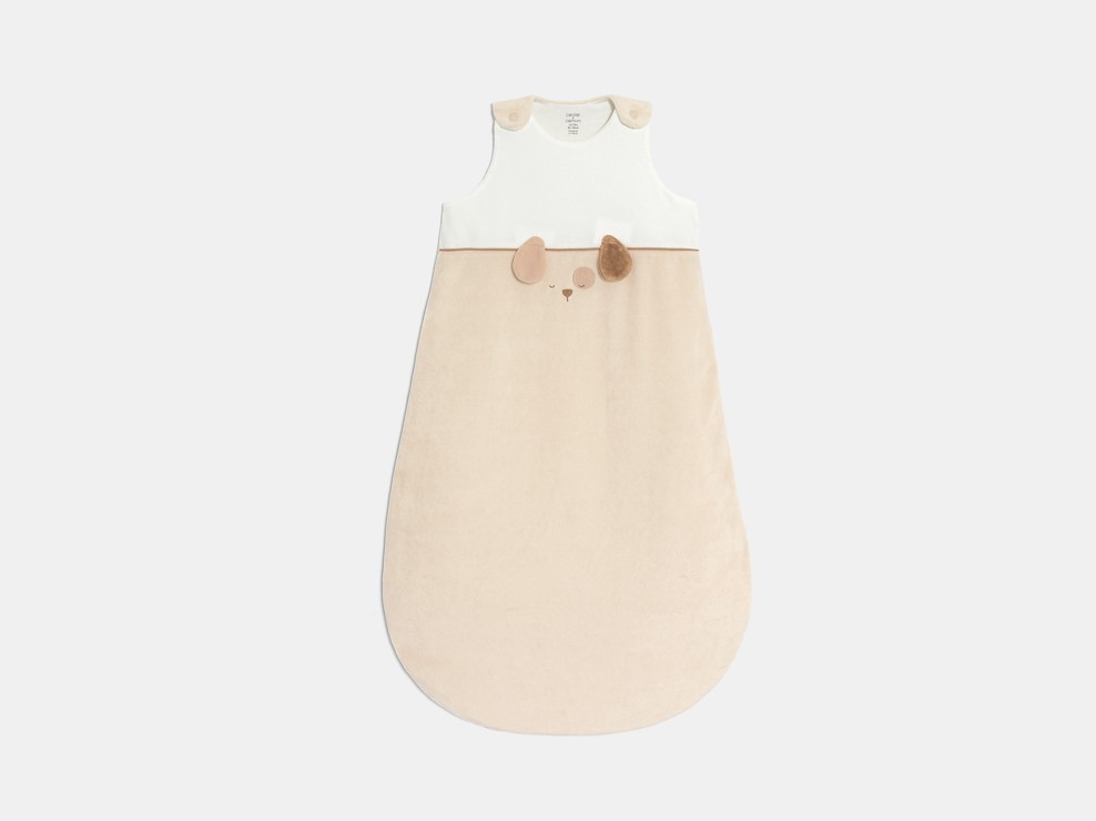 Gigoteuse velours chien beige bébé garçon 1