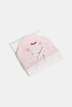 Roze badcape in badstof met muisje voor babymeisjes 2