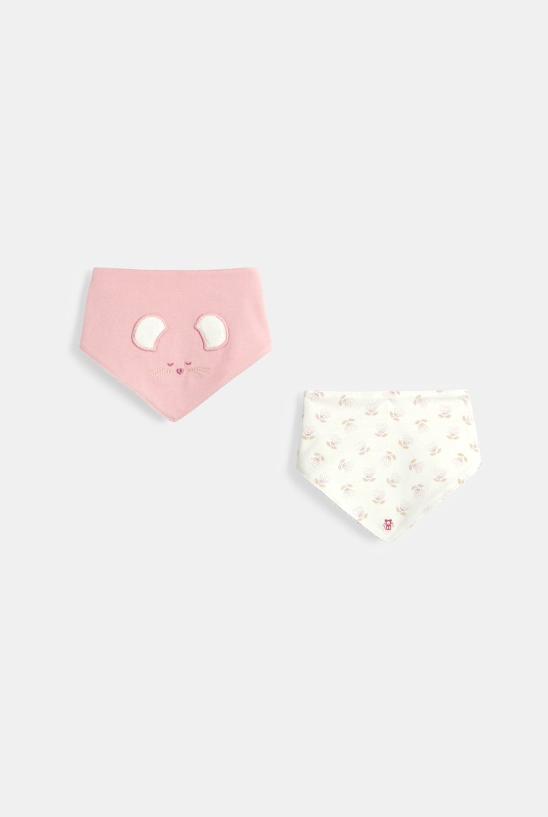 Babero triángulo ratón rosa bebé niña (pack de 2) 1