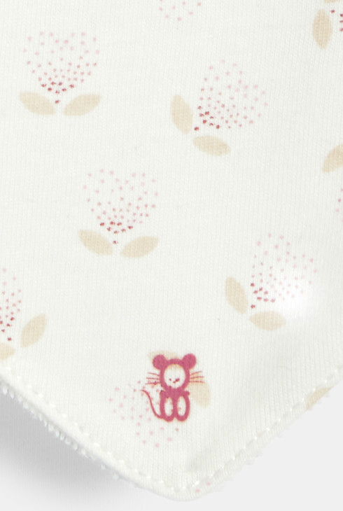 Trokutasti ružičasti slinček (podbradnjak) s motivom miša za bebe djevojčice (pakiranje od 2 kom.) 2