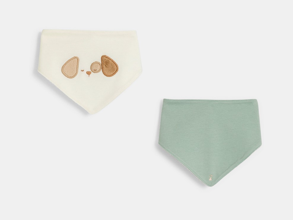 Bavoir triangle chien marron bébé garçon (lot de 2) 1