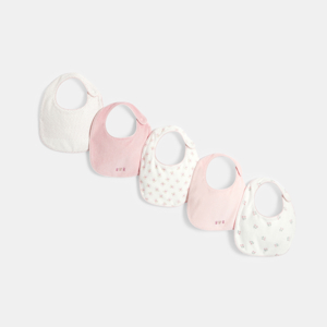 Bavoir éponge fleuri rose bébé fille (lot de 5) 1