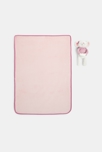 Doudou velours et plaid polaire souris rose bébé naissance 2