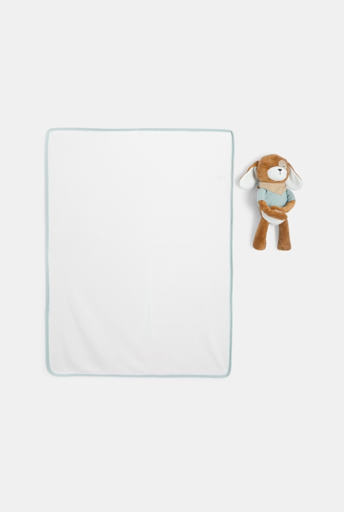 Schmusetuch aus Samt und Fleece-Decke mit Kaninchenmotiv in Braun Baby Geburt
