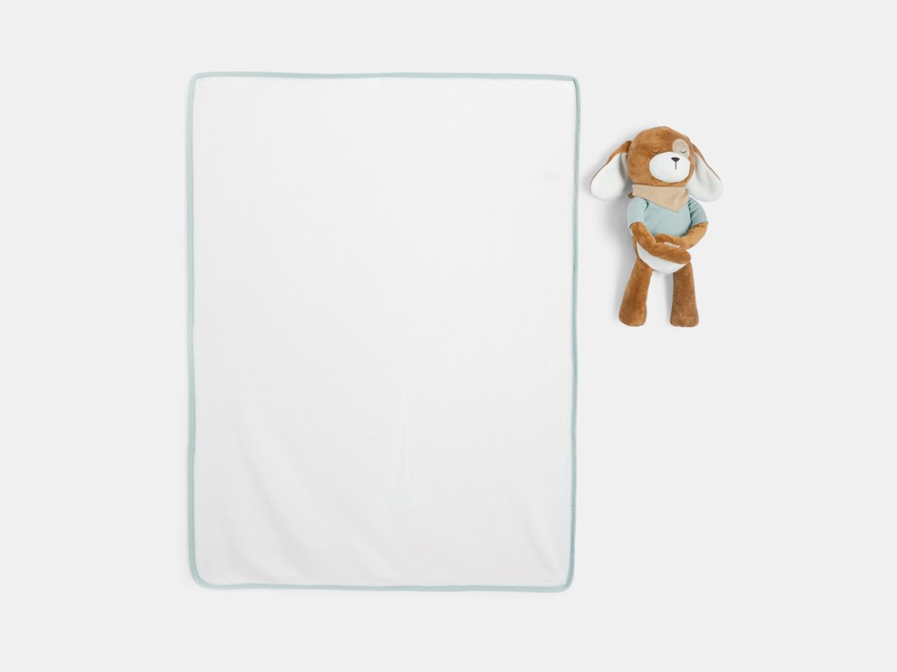 Schmusetuch aus Samt und Fleece-Decke mit Kaninchenmotiv in Braun Baby Geburt 2