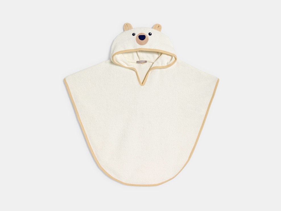 Weißes Badecape aus Frottee mit Bärenmotiv Kleinkind Mädchen oder Junge 2
