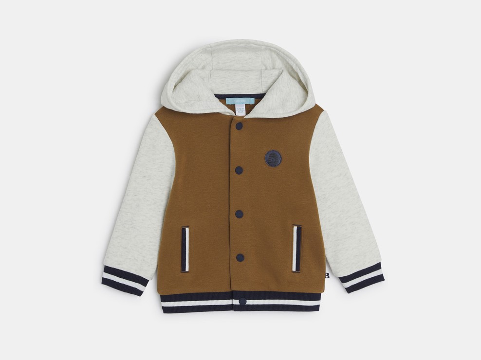 Braune Collegejacke mit Kapuze aus Molton Kleinkind Junge 2