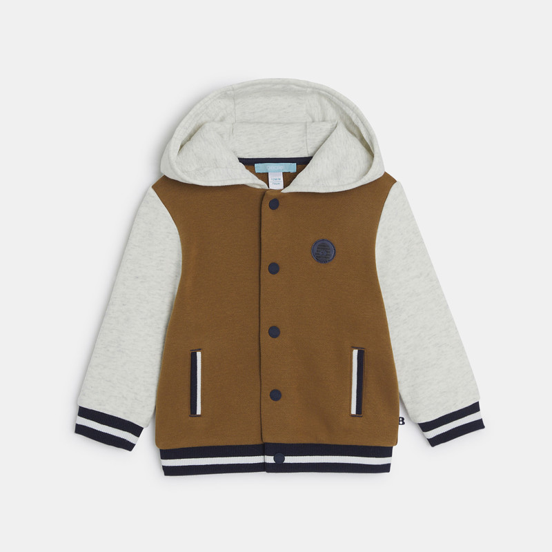 Braune Collegejacke mit Kapuze aus Molton Kleinkind Junge