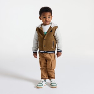 Braune Collegejacke mit Kapuze aus Molton Kleinkind Junge