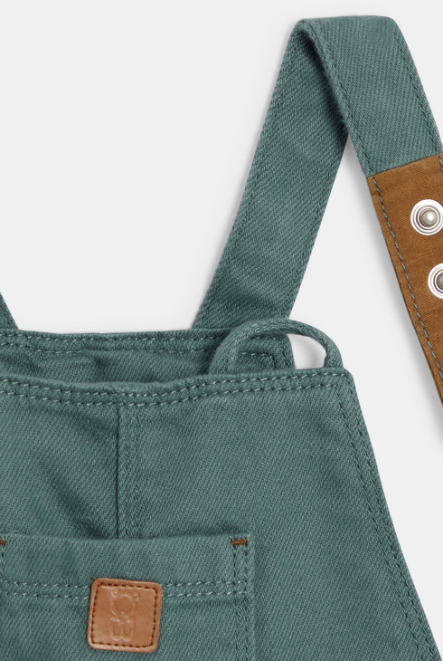 Lange Baby-Latzhose in grünem Denim für Jungen 2