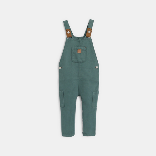 Groene lange salopette van denim voor babyjongens 1