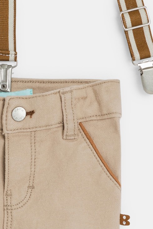 Baby boy's beige chino trousers with removable braces 2