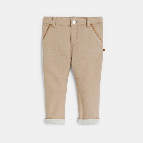 Pantalon chino à bretelles amovibles beige bébé garçon 1