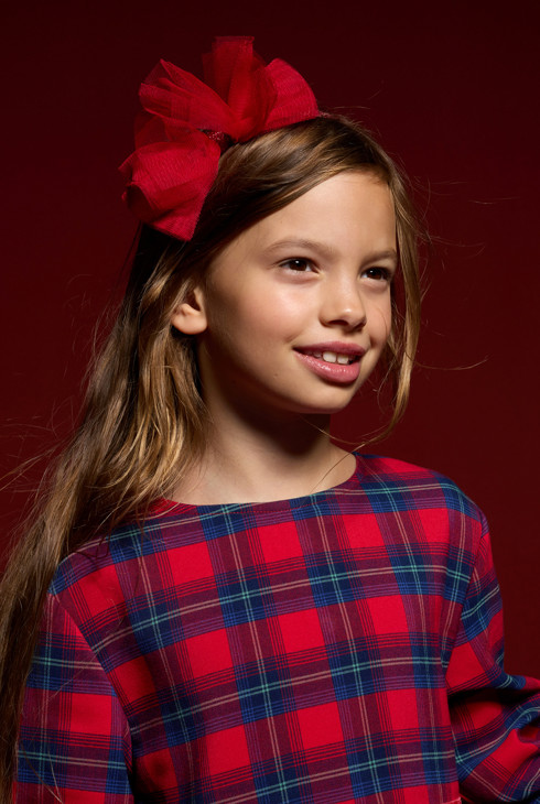 Girl's red glittery bow headband 1