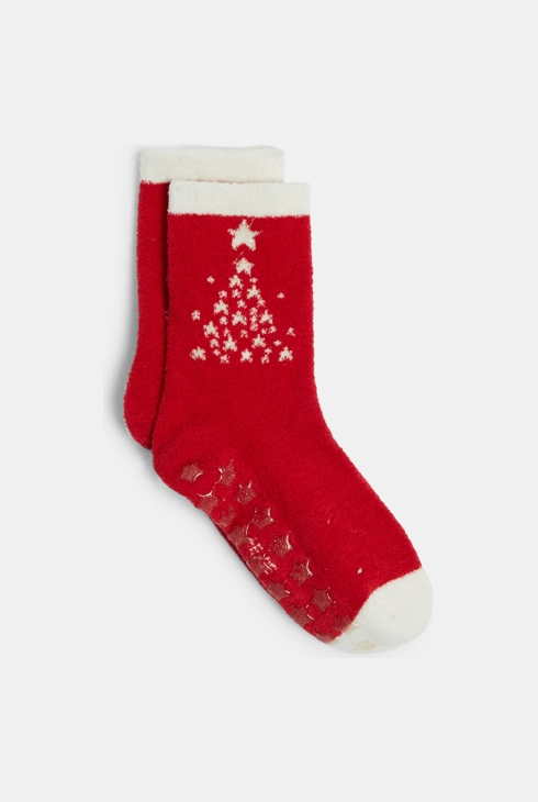 Chaussettes Noël anti-dérapantes rouge Fille