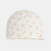 Bonnet en coton fleurs blanc bébé naissance