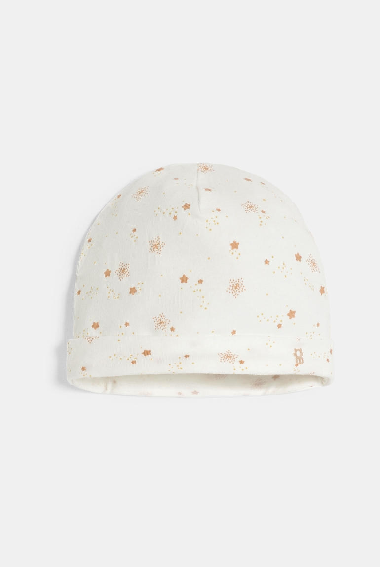 Bonnet en coton étoile blanc bébé naissance 1