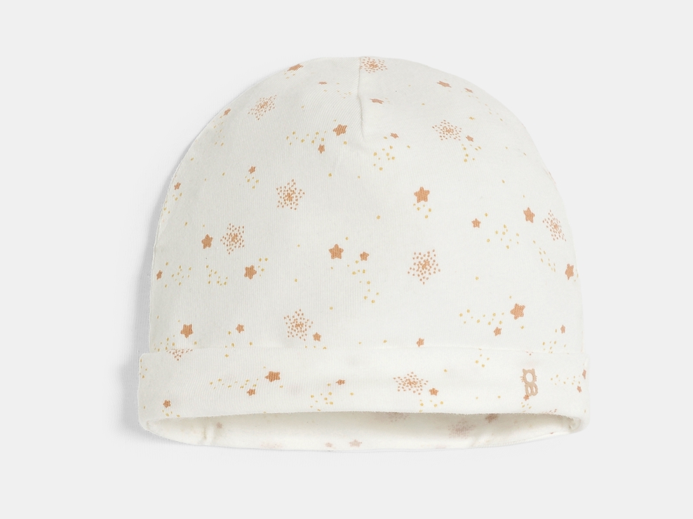 Bonnet en coton étoile blanc bébé naissance 1