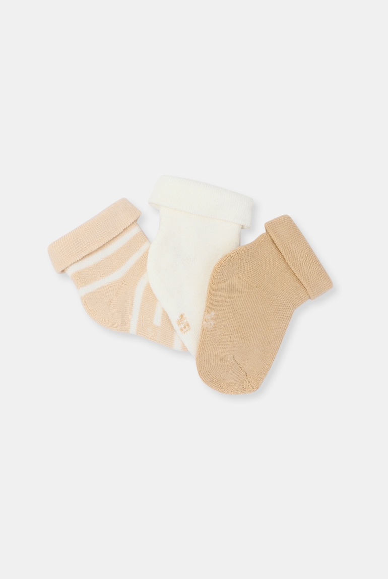 Calcetines beige bebé recién nacido unisex (pack de 3) 1