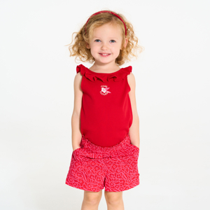 Baby girl's red ruffle-collar printed vest top 1