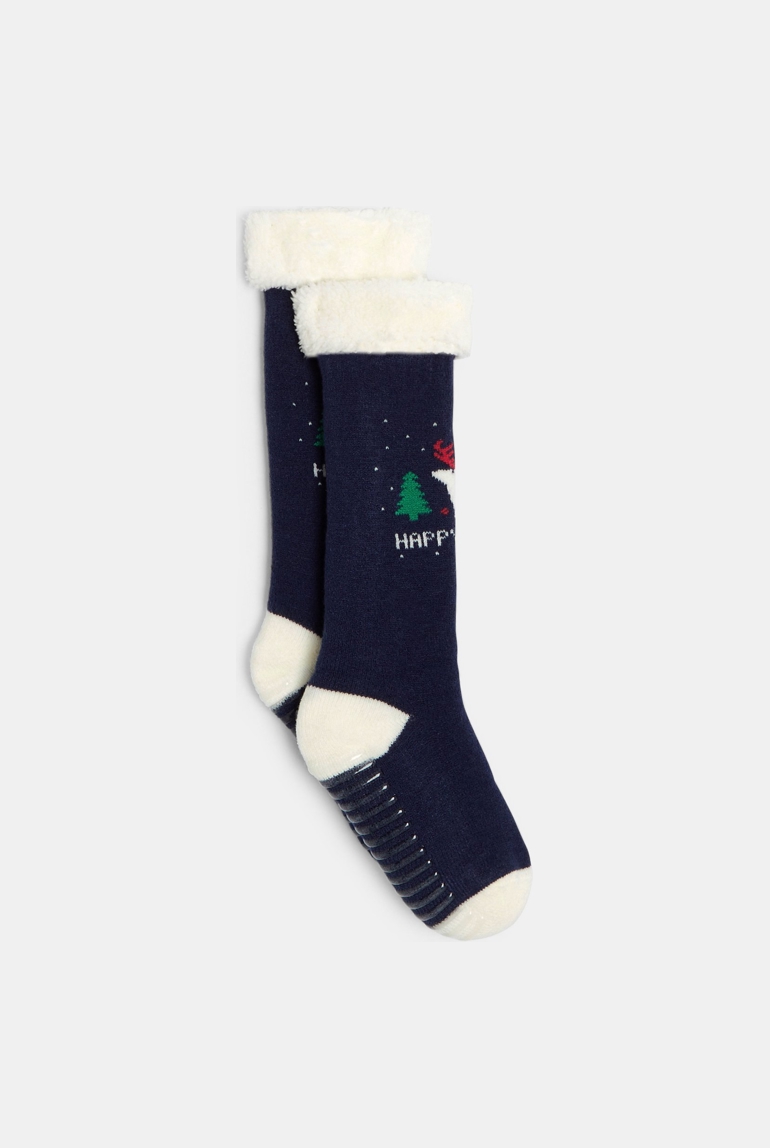 Chaussettes anti-dérapantes bleu marine Garçon 1
