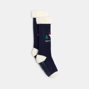 Boy's navy blue antislip socks 1