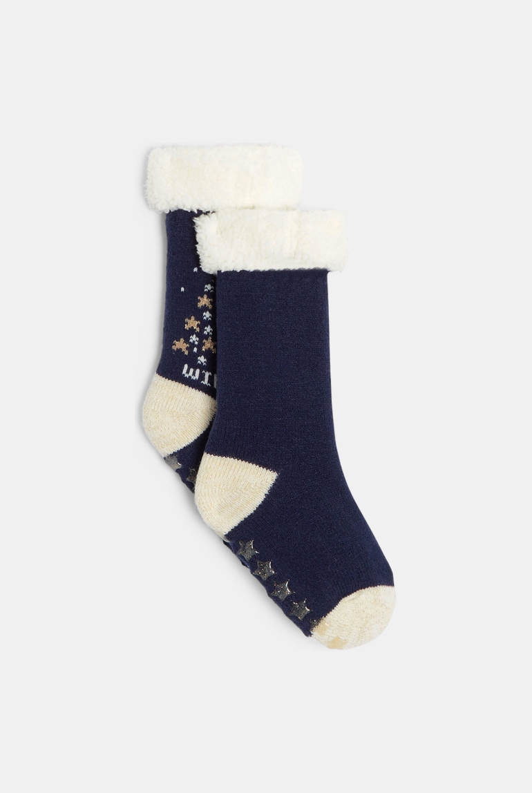 Chaussettes anti-dérapantes bleu marine Fille 1