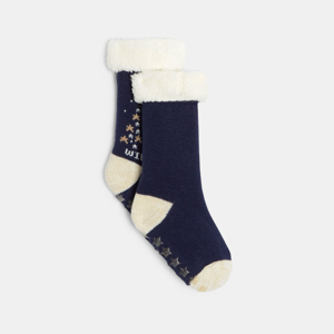 Girl's navy blue antislip socks 1