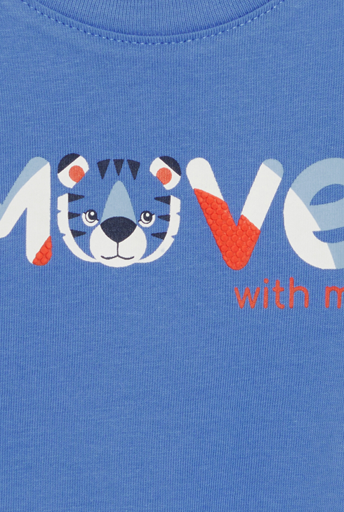 T-shirt coton manches longues animaux bleu bébé garçon