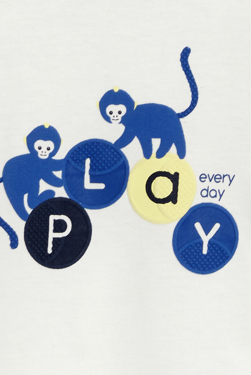 Weißes Langarm-T-Shirt aus Baumwolle mit Tiermotiv für kleine Jungen