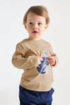 Camiseta de manga larga con animales músicos beige para bebé niño 4
